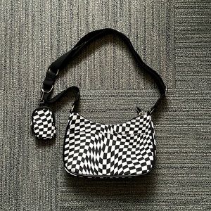 NEW Nylon Wavy Checkered Small Purse